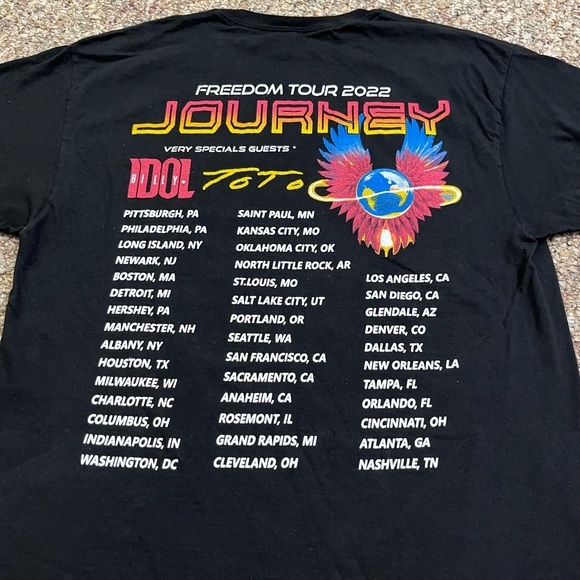 🎸 '22 Journey Band Billy Idol Toto 2 Side UNWORN Freedom Tour Shiny Bright Tee - Picture 11 of 14